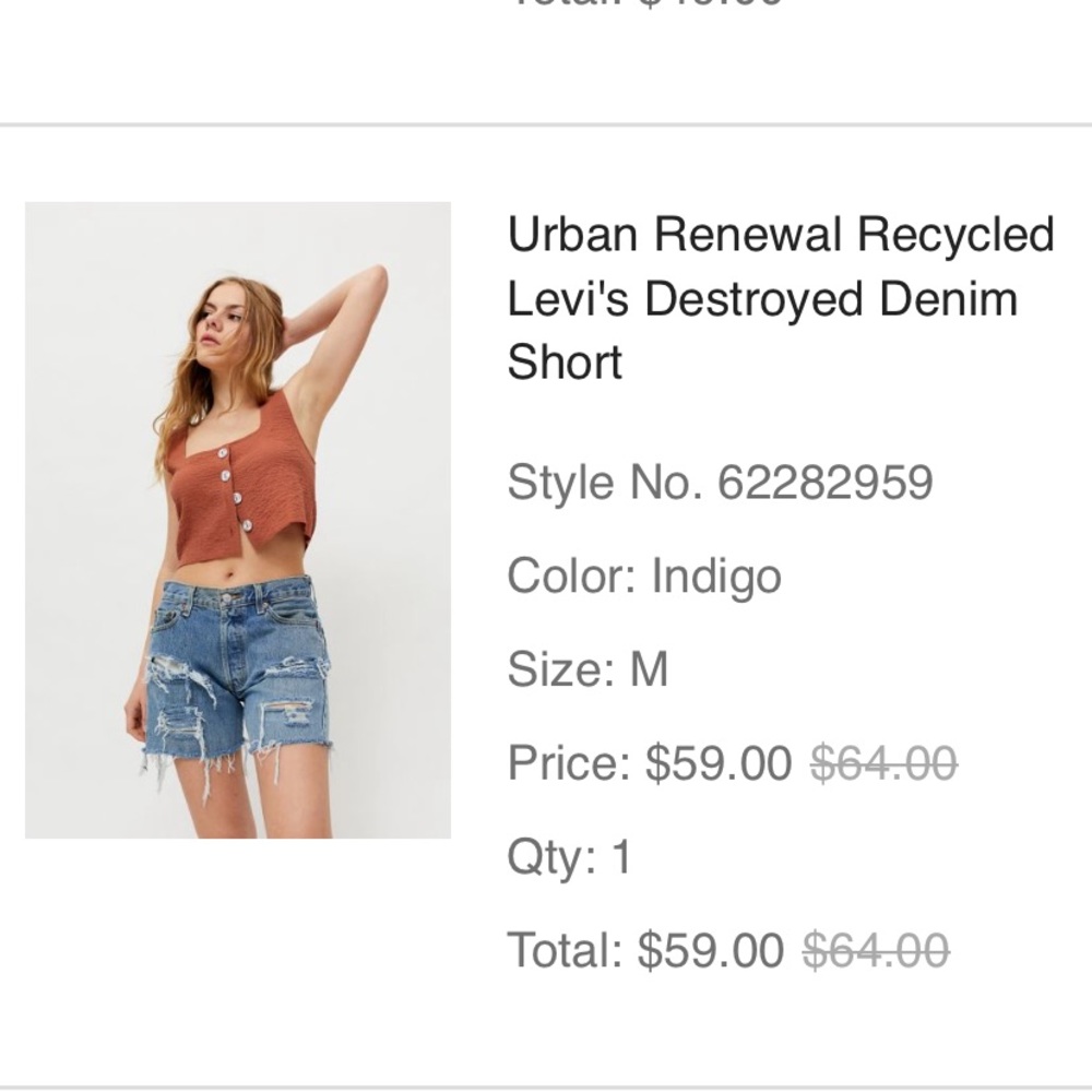 Urban Outfitters Levi’s destroyed shorts